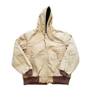 Vintage Y2K Carhartt J140 Brown Size Large Regular Mens Hooded Canvas Jacket